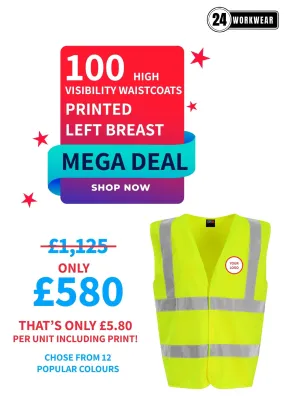 100 x High Visibility Waistcoat Deal