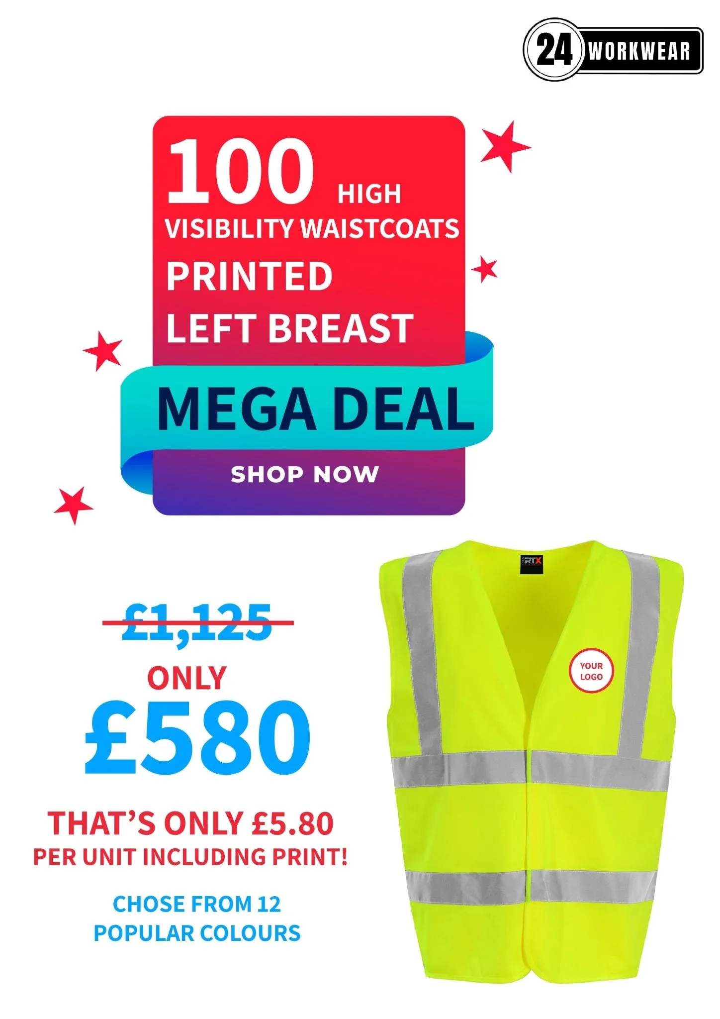 100 x High Visibility Waistcoat Deal