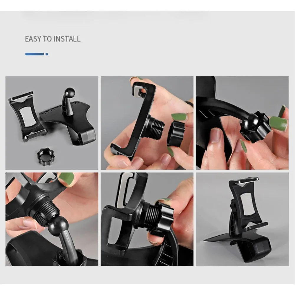 3 in 1 Car GPS Smartphone Holder: Dashboard / Visor Clamp   AC Grid Clip for Goclever Quantum 470 Rugged Pro (2019) - Black