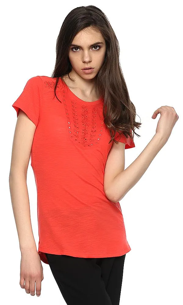 38853 Laser Cut Top - Coral Red