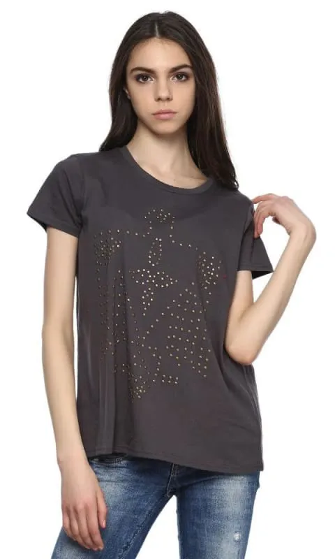 38949 Eagle Studded Heather T-Shirt - Heather Grey