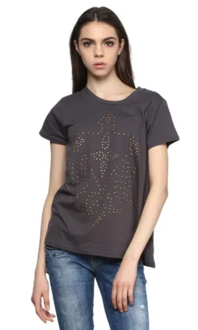 38949 Eagle Studded Heather T-Shirt - Heather Grey