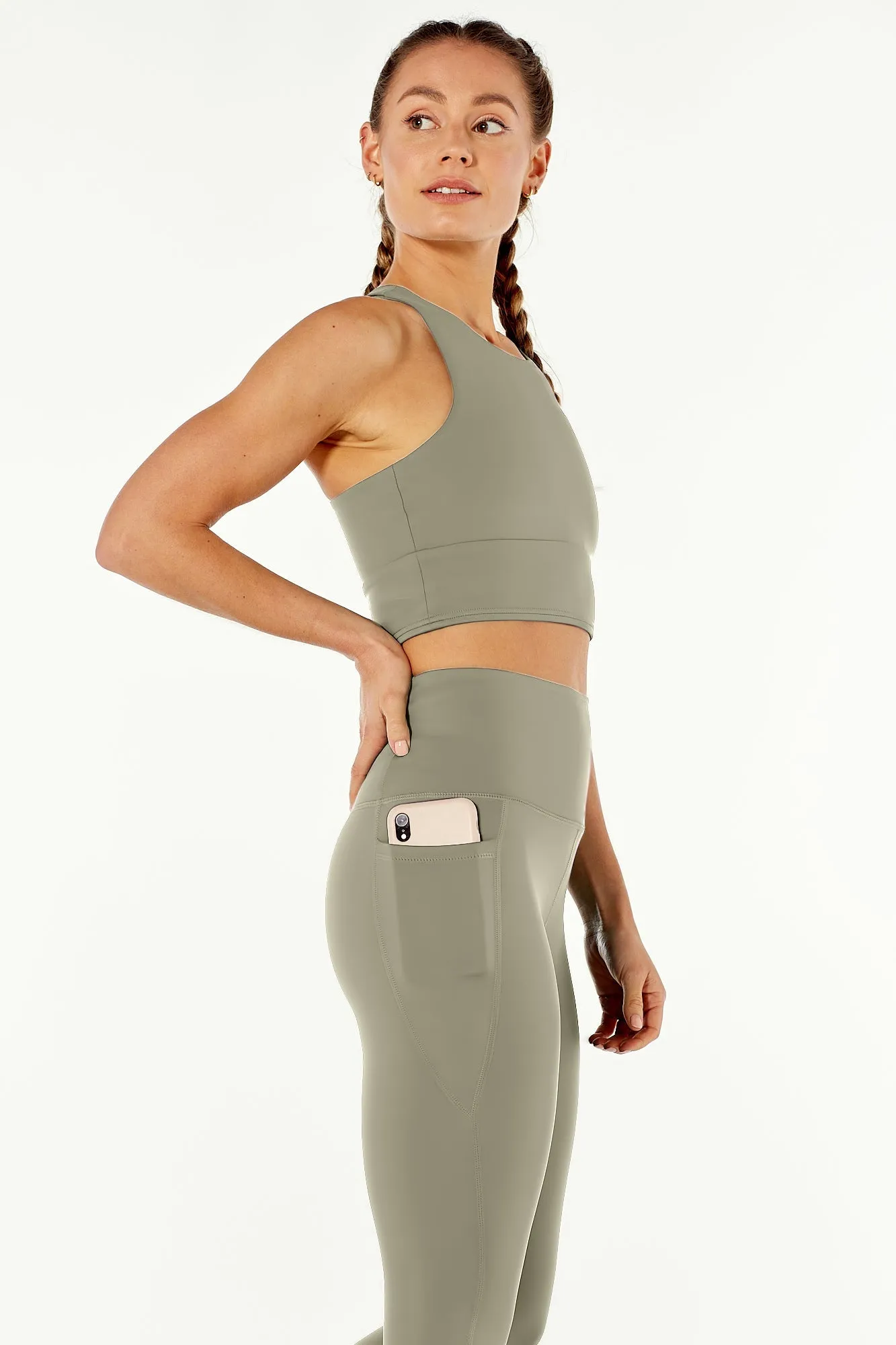 7/8 Sculpting High Waisted Pocket Legging Soft Sage