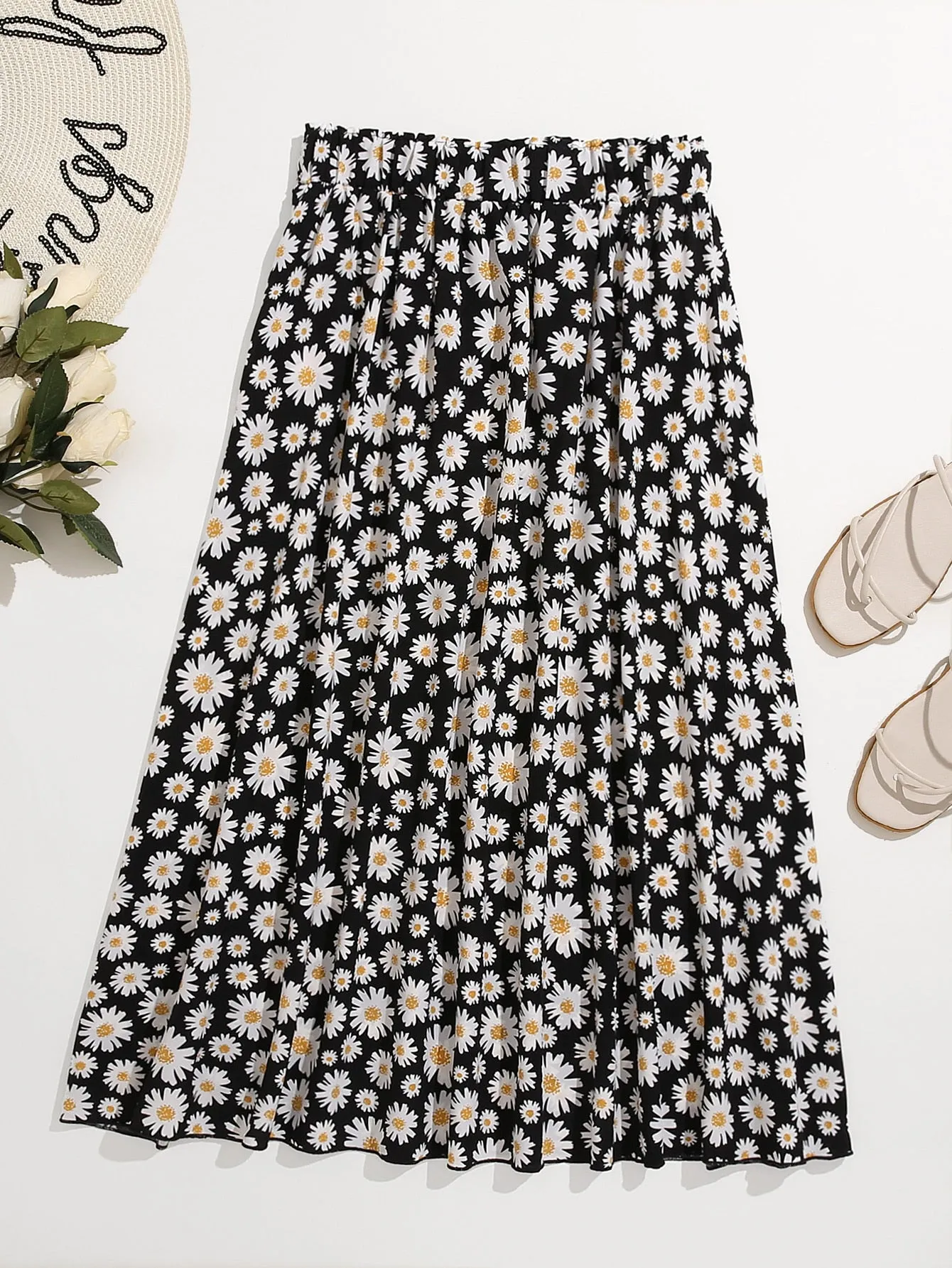 All Over Print Midi Plus Size Skirt