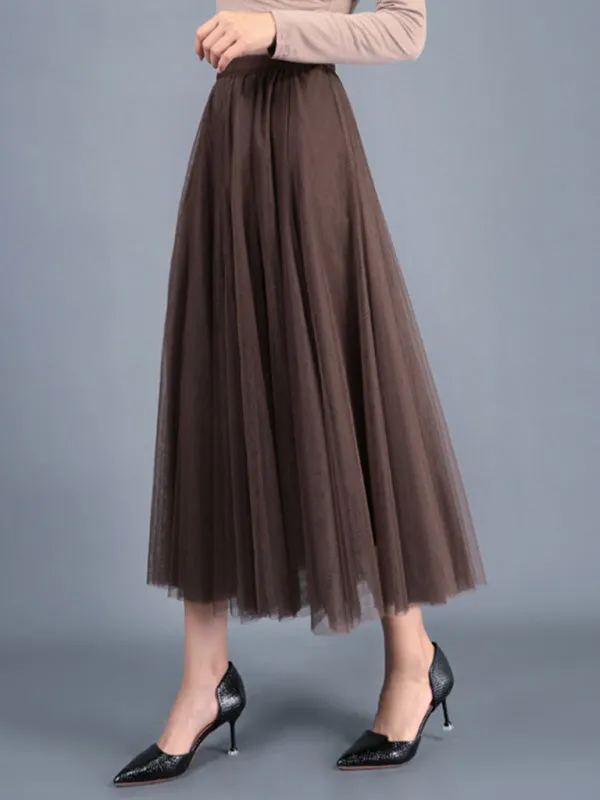 Alma Women's Chiffon Woven A-Line Skirt