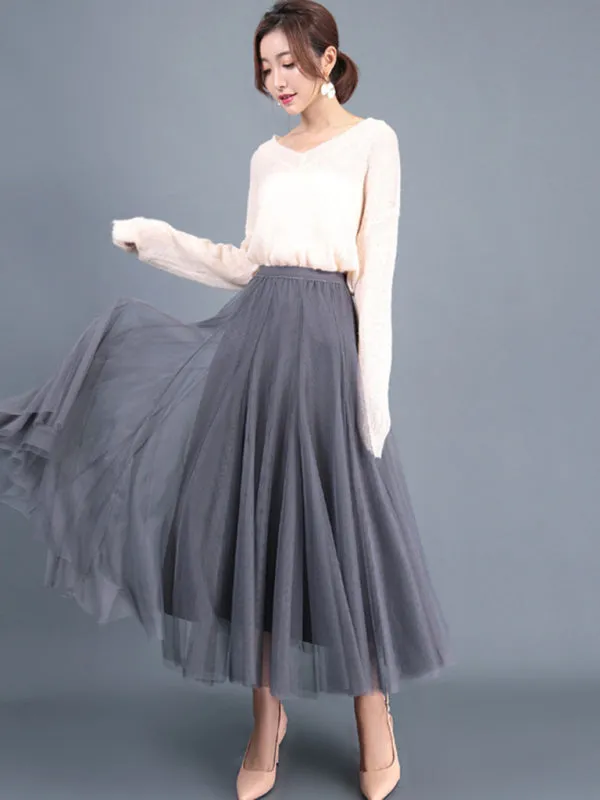 Alma Women's Chiffon Woven A-Line Skirt