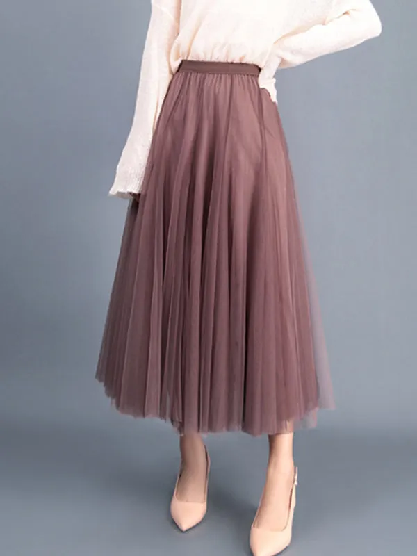 Alma Women's Chiffon Woven A-Line Skirt