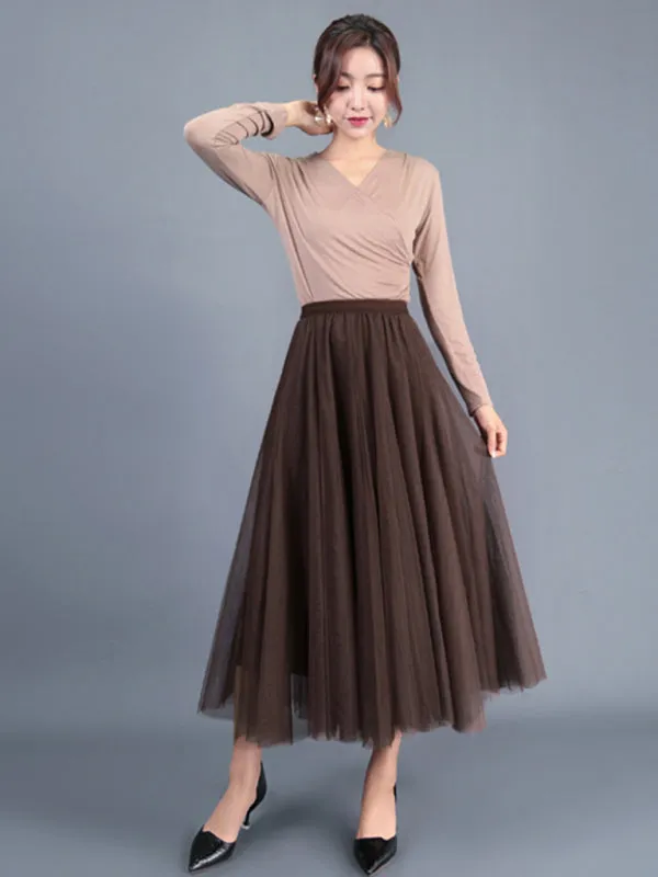 Alma Women's Chiffon Woven A-Line Skirt