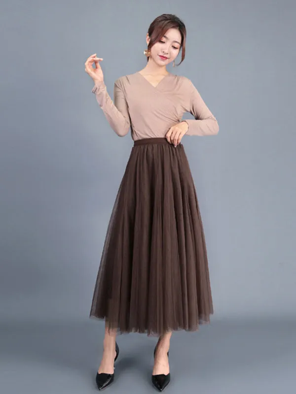 Alma Women's Chiffon Woven A-Line Skirt