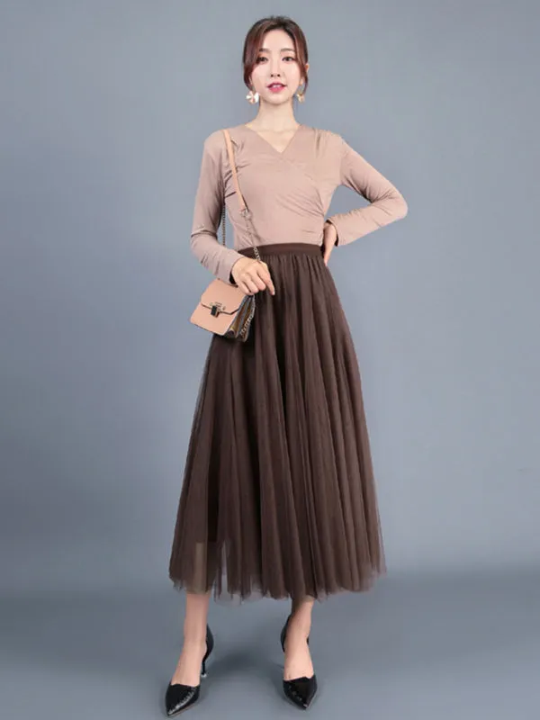 Alma Women's Chiffon Woven A-Line Skirt