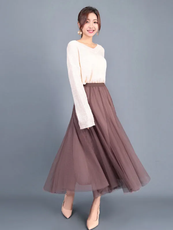 Alma Women's Chiffon Woven A-Line Skirt