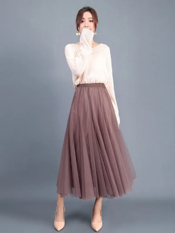 Alma Women's Chiffon Woven A-Line Skirt