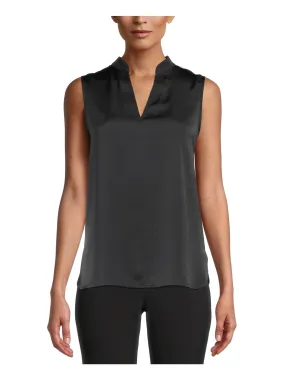 ANNE KLEIN Womens Black Sleeveless Split Top