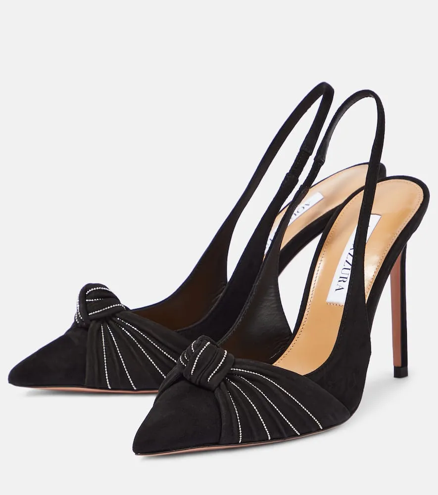 Aquazzura Atelier embellished suede slingback pumps