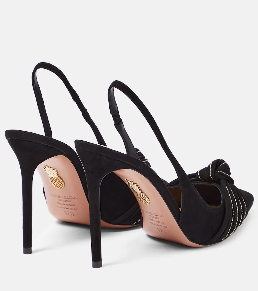 Aquazzura Atelier embellished suede slingback pumps