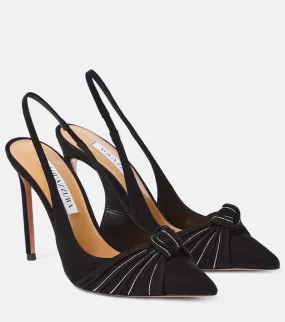Aquazzura Atelier embellished suede slingback pumps