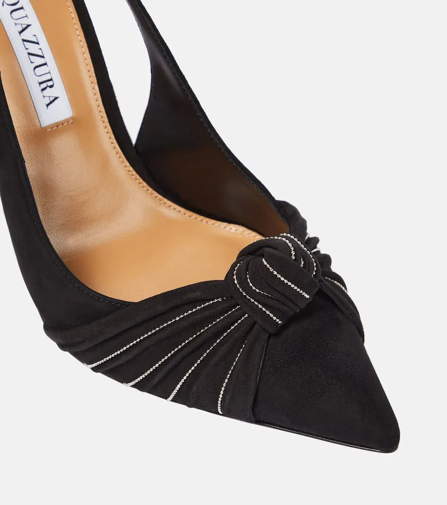 Aquazzura Atelier embellished suede slingback pumps