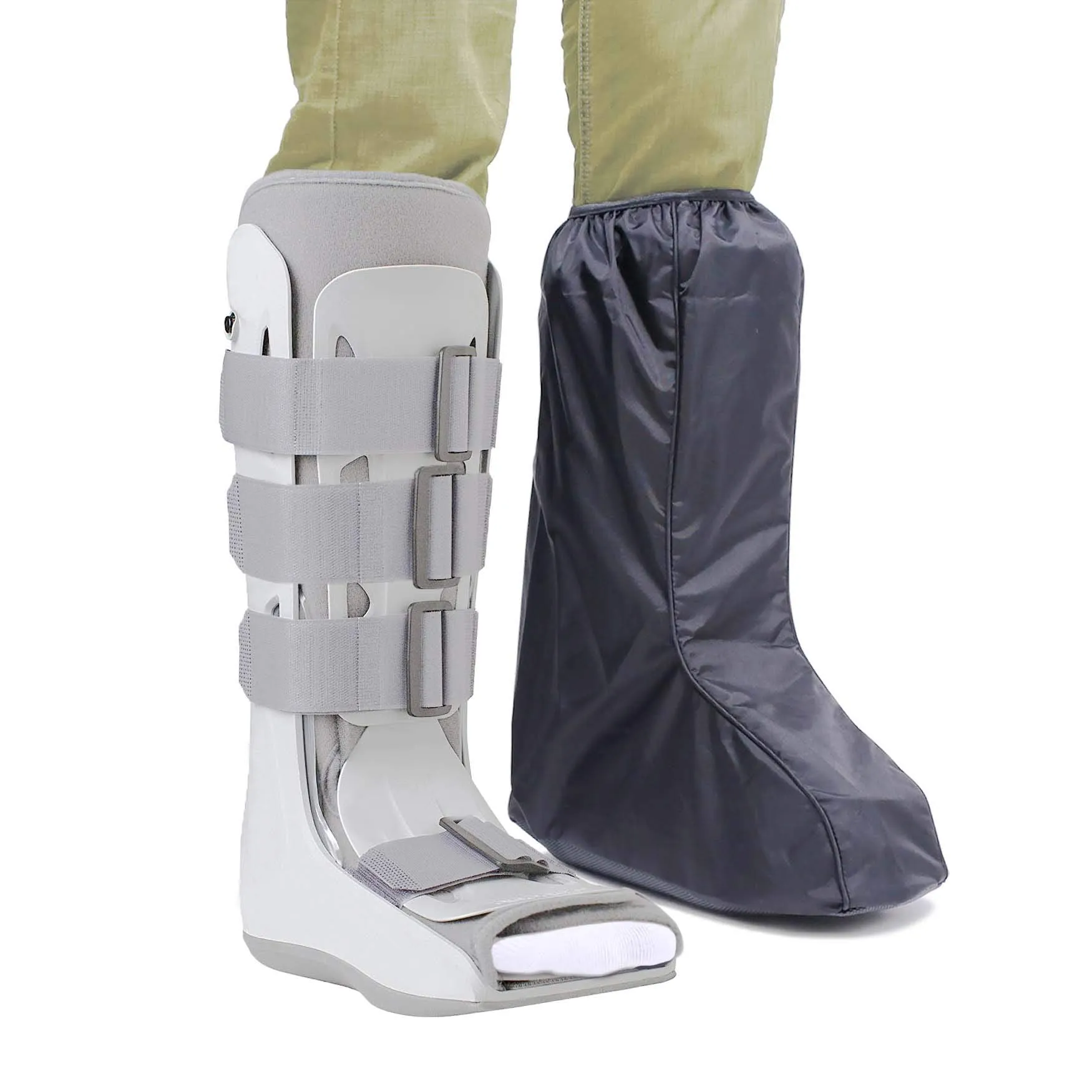 ARUNNERS Walking Boot Cover for Medical Brace Orthopedic and Fracture Cast with Integrative Slip-Resistant Rubber Sole (Black, Tall, Medium) Medium (Pack of 1)