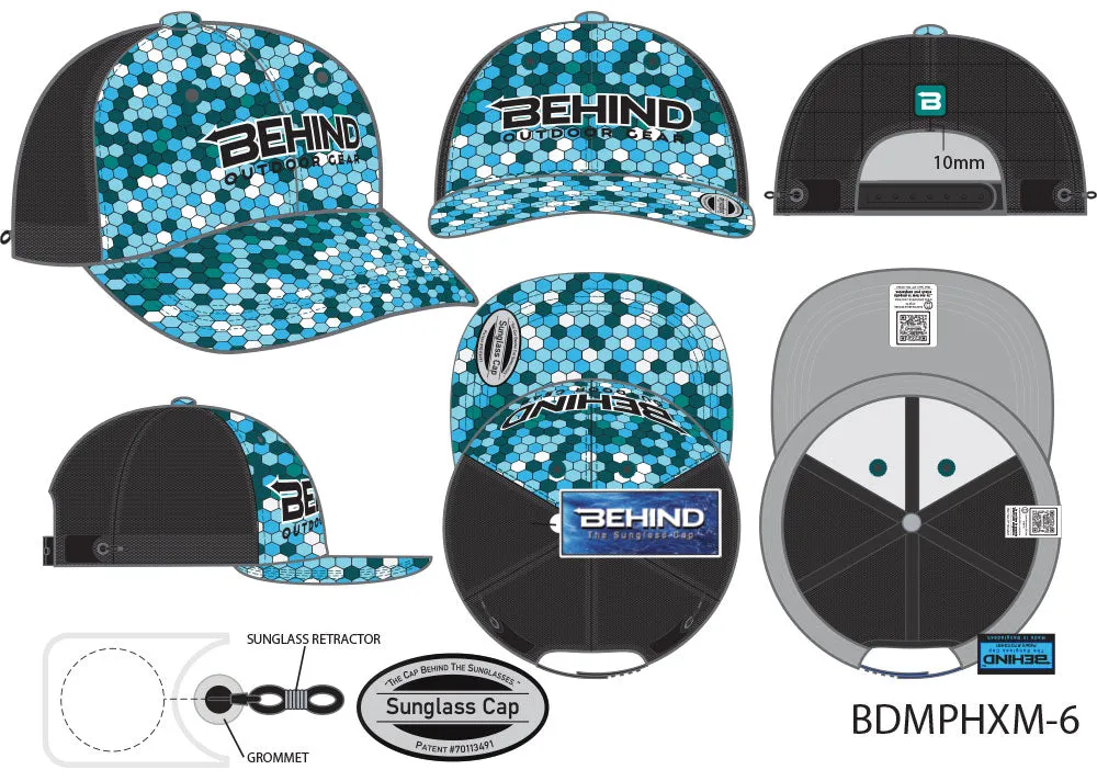 BDMPHXM-6 (TEAL HEXAGON / BLACK MESH)