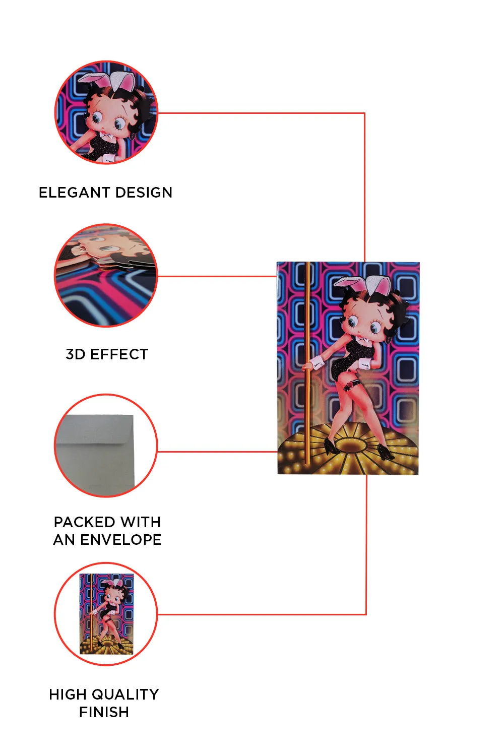 Betty Boop Bunny Decoupage Blank Greetings Card