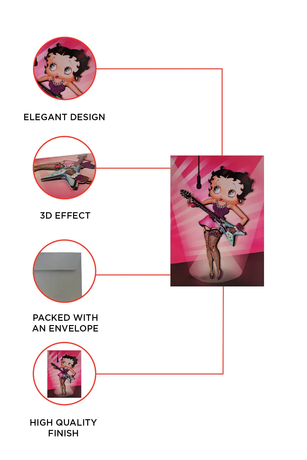 Betty Boop Rock Chick Decoupage Blank Greetings Card (3D)