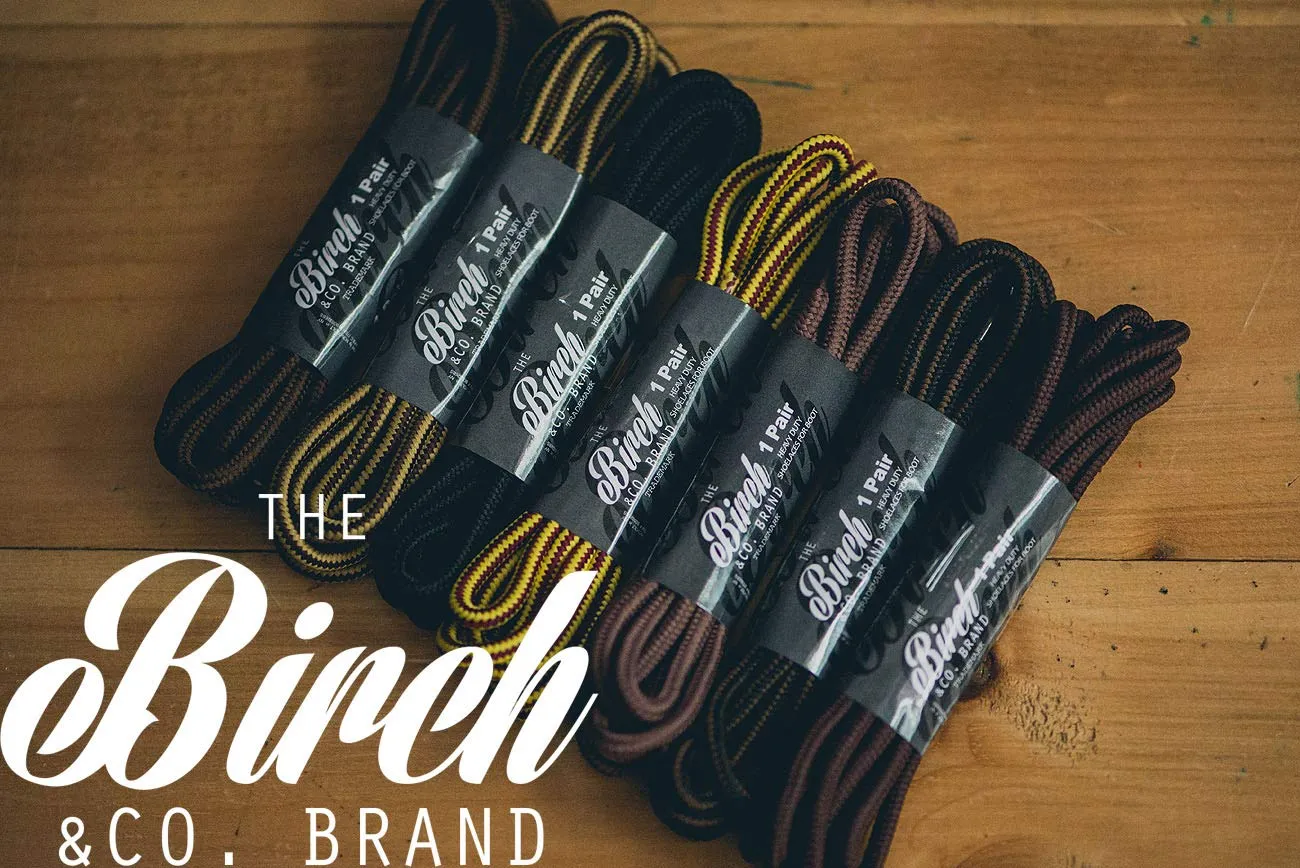 Birch 1/5" Thick Tough and Heavy Duty Round Boot Shoelaces for Boots and Hiking Shoes. 45"(115cm)-S Black/Brown