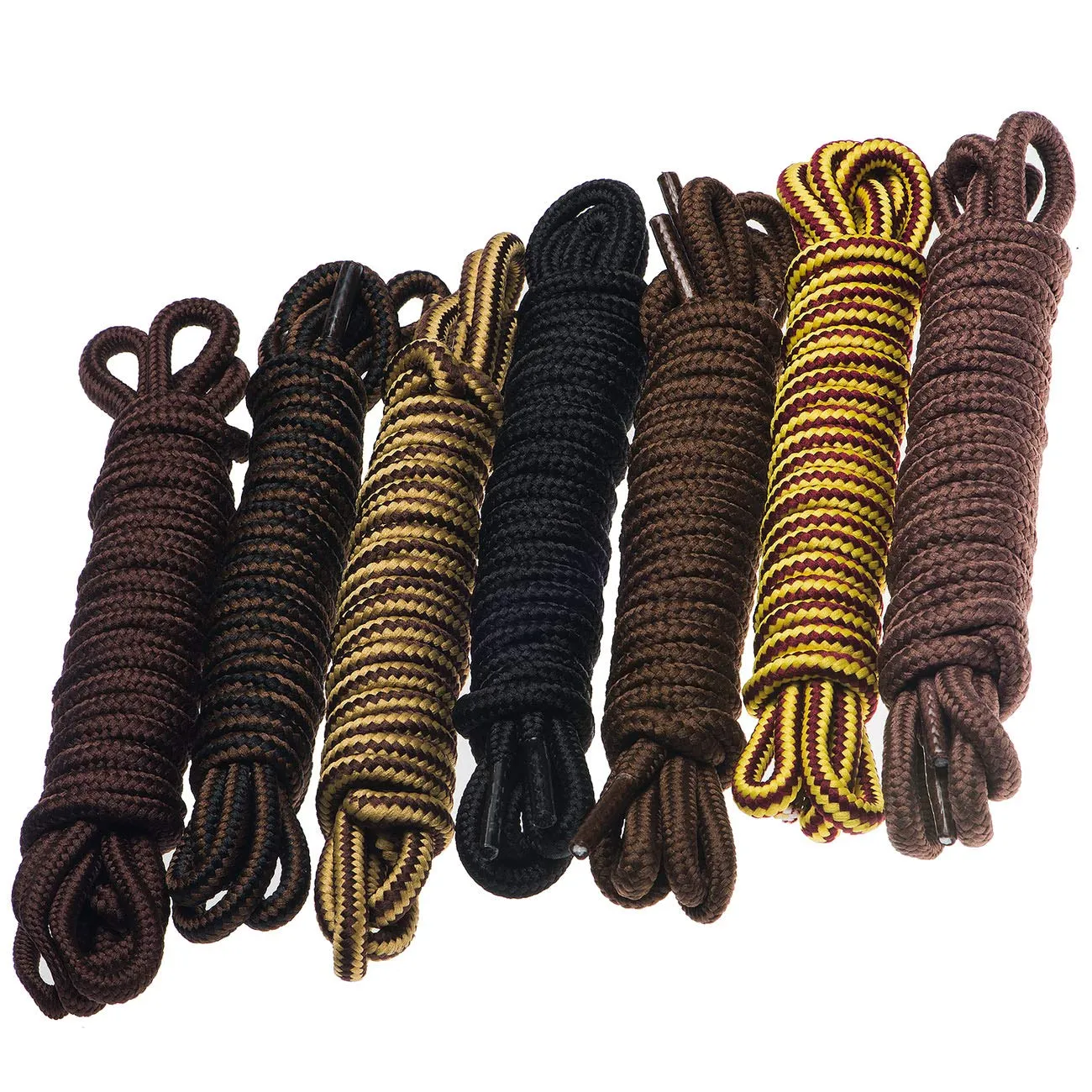 Birch 1/5" Thick Tough and Heavy Duty Round Boot Shoelaces for Boots and Hiking Shoes. 45"(115cm)-S Black/Brown