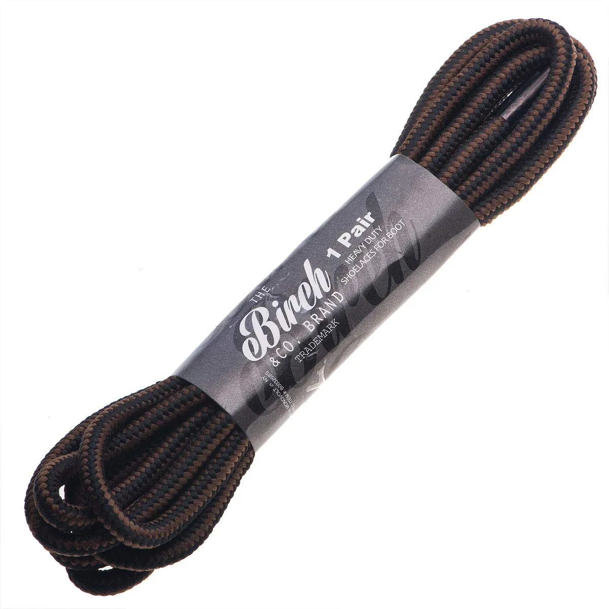 Birch 1/5" Thick Tough and Heavy Duty Round Boot Shoelaces for Boots and Hiking Shoes. 45"(115cm)-S Black/Brown