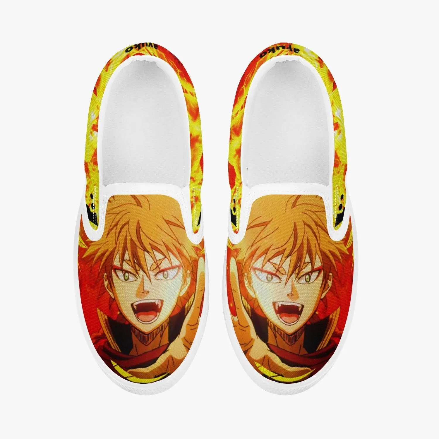 Black Clover Leopold Vermillion Kids Slip Ons Anime Shoes