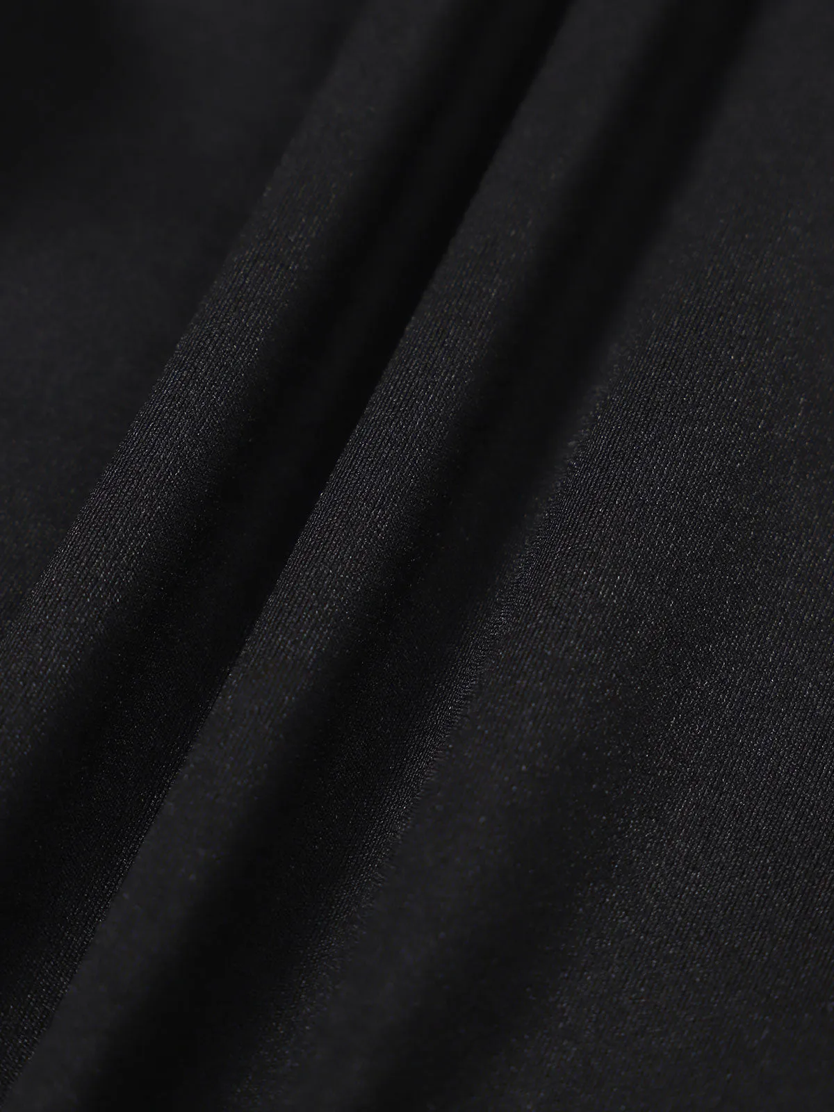 Black Contrast Halter Long Sleeve Top - Light Support