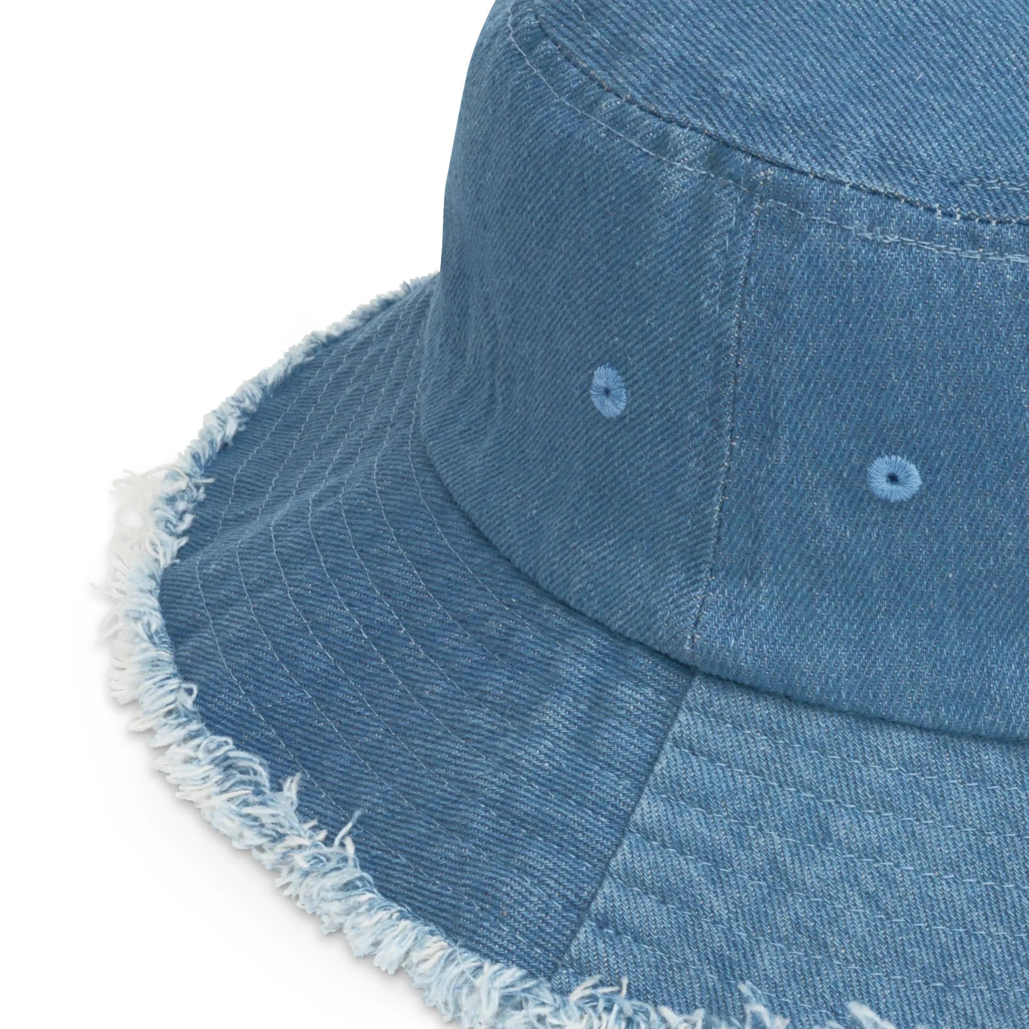 Black Mogul Supreme Distressed denim bucket hat
