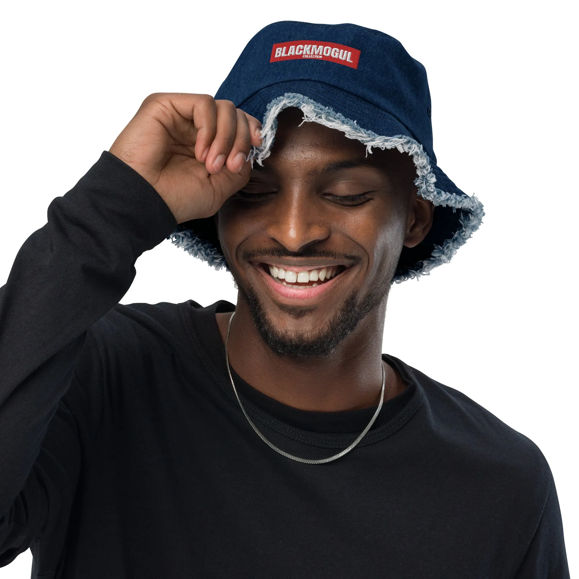 Black Mogul Supreme Distressed denim bucket hat