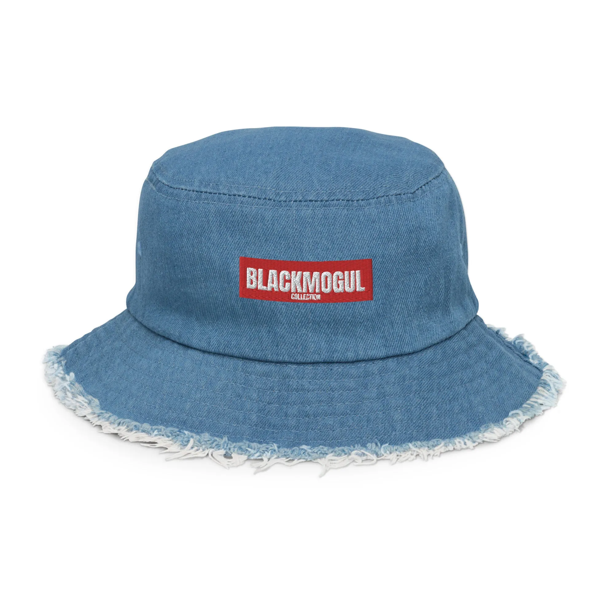 Black Mogul Supreme Distressed denim bucket hat