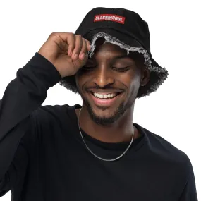 Black Mogul Supreme Distressed denim bucket hat