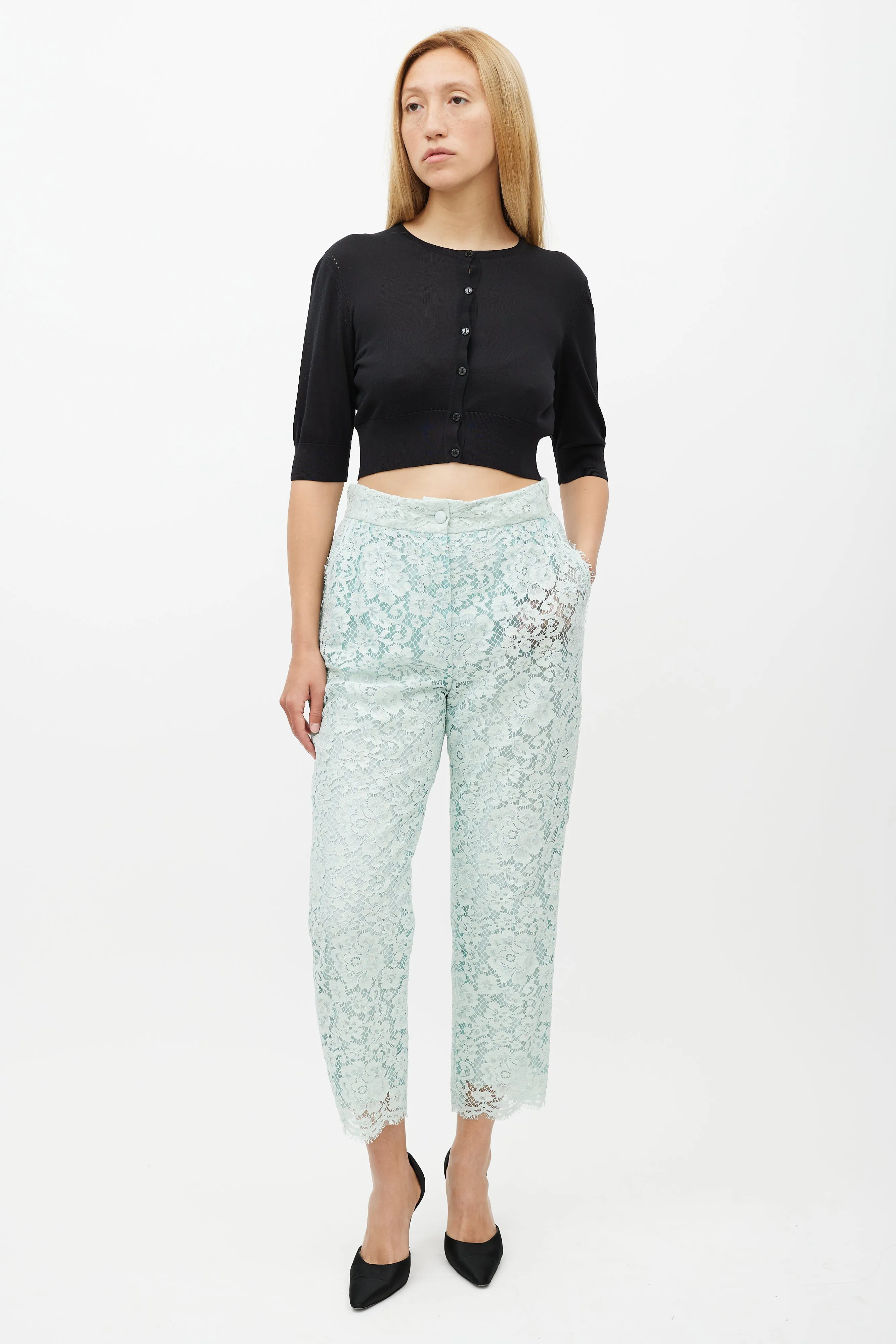 Black Silk Cropped Cardigan