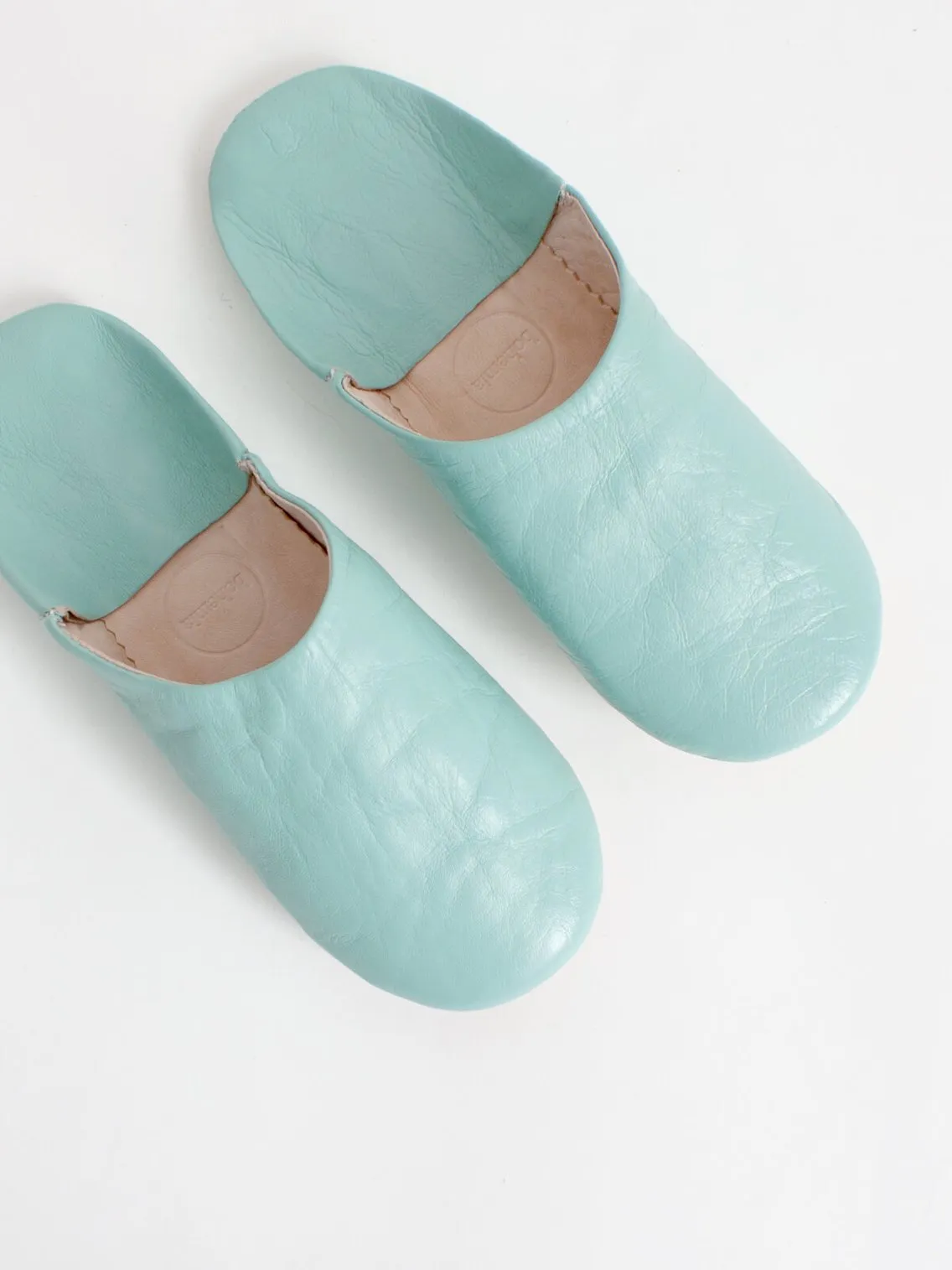 Bohemia Leather Babouche Slippers, Duck Egg