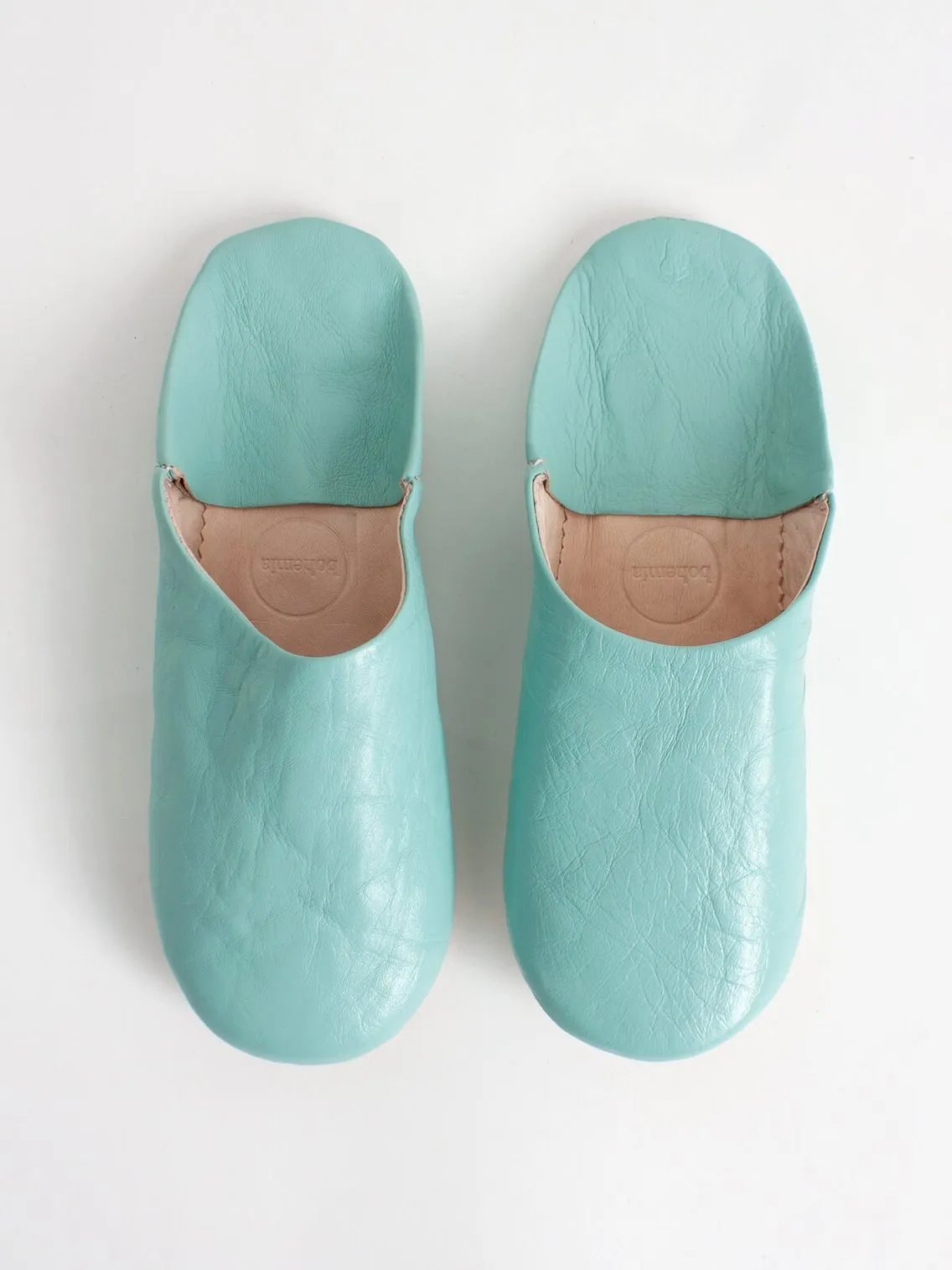 Bohemia Leather Babouche Slippers, Duck Egg