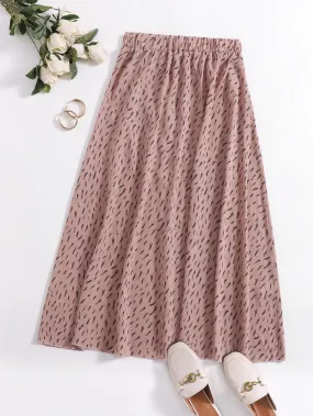 Boho All Over Print Natural Long Women Skirt