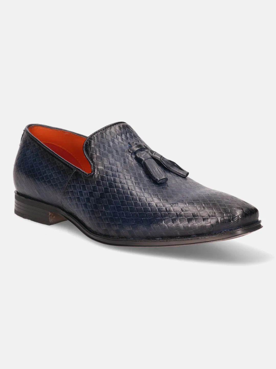 bugatti Dark Blue Premium Leather Formal Slip-Ons