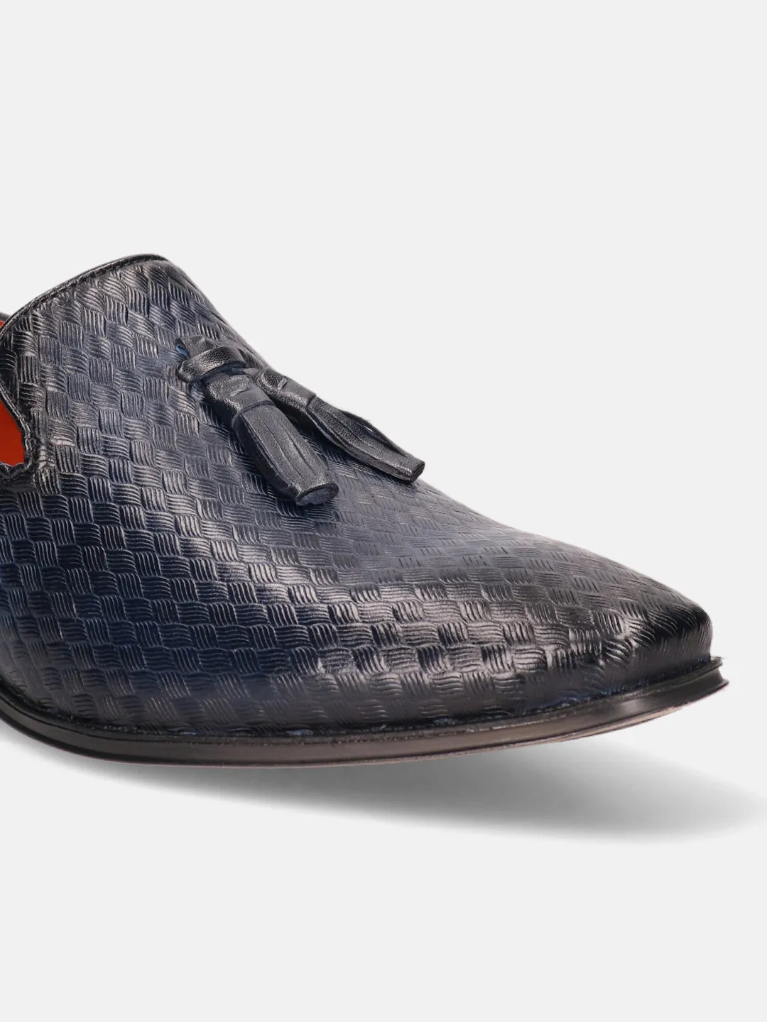 bugatti Dark Blue Premium Leather Formal Slip-Ons