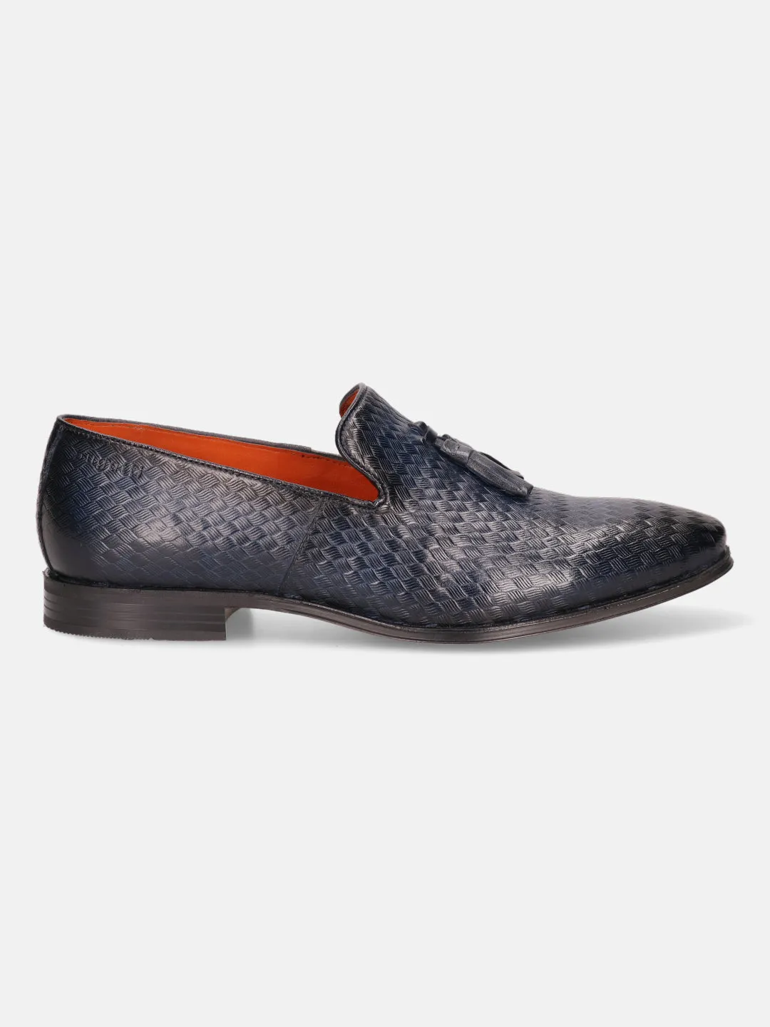 bugatti Dark Blue Premium Leather Formal Slip-Ons