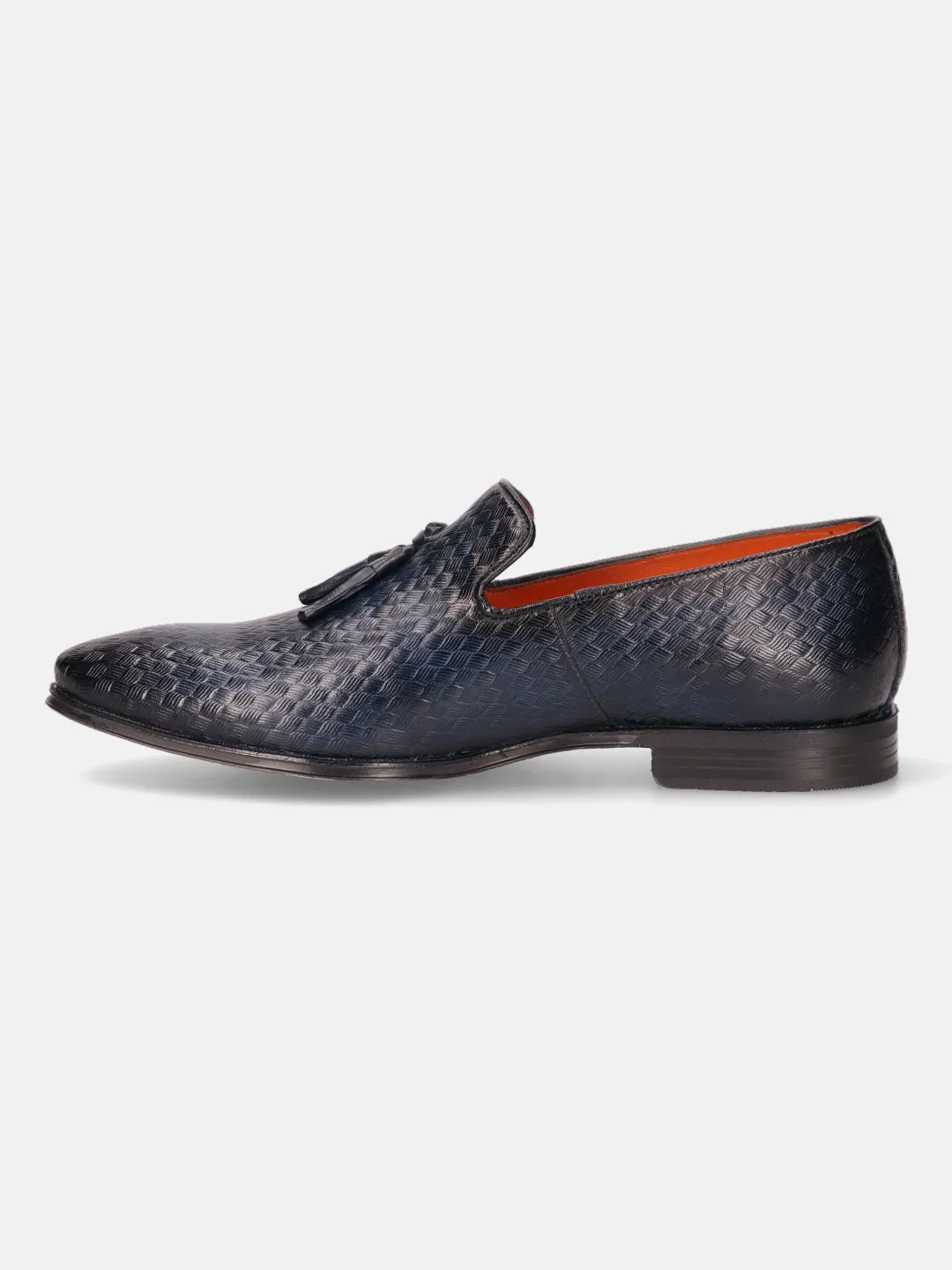 bugatti Dark Blue Premium Leather Formal Slip-Ons