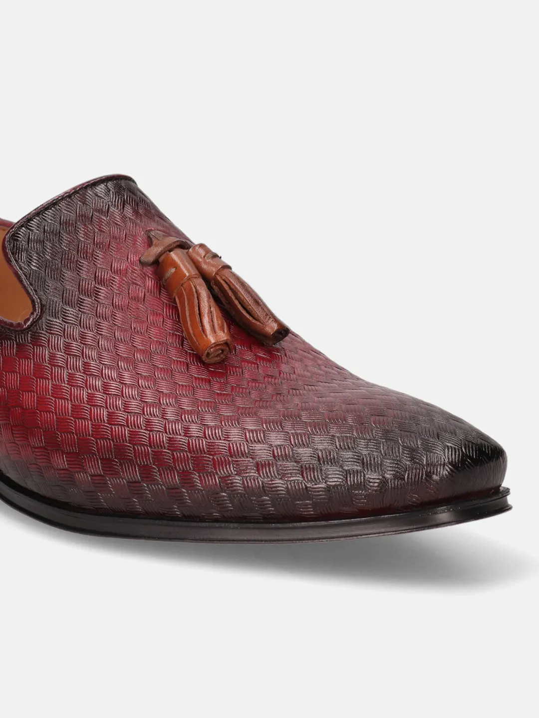 bugatti Red Premium Leather Formal Slip-Ons