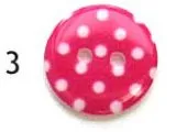 Button, resin, 18mm, dots in various colours