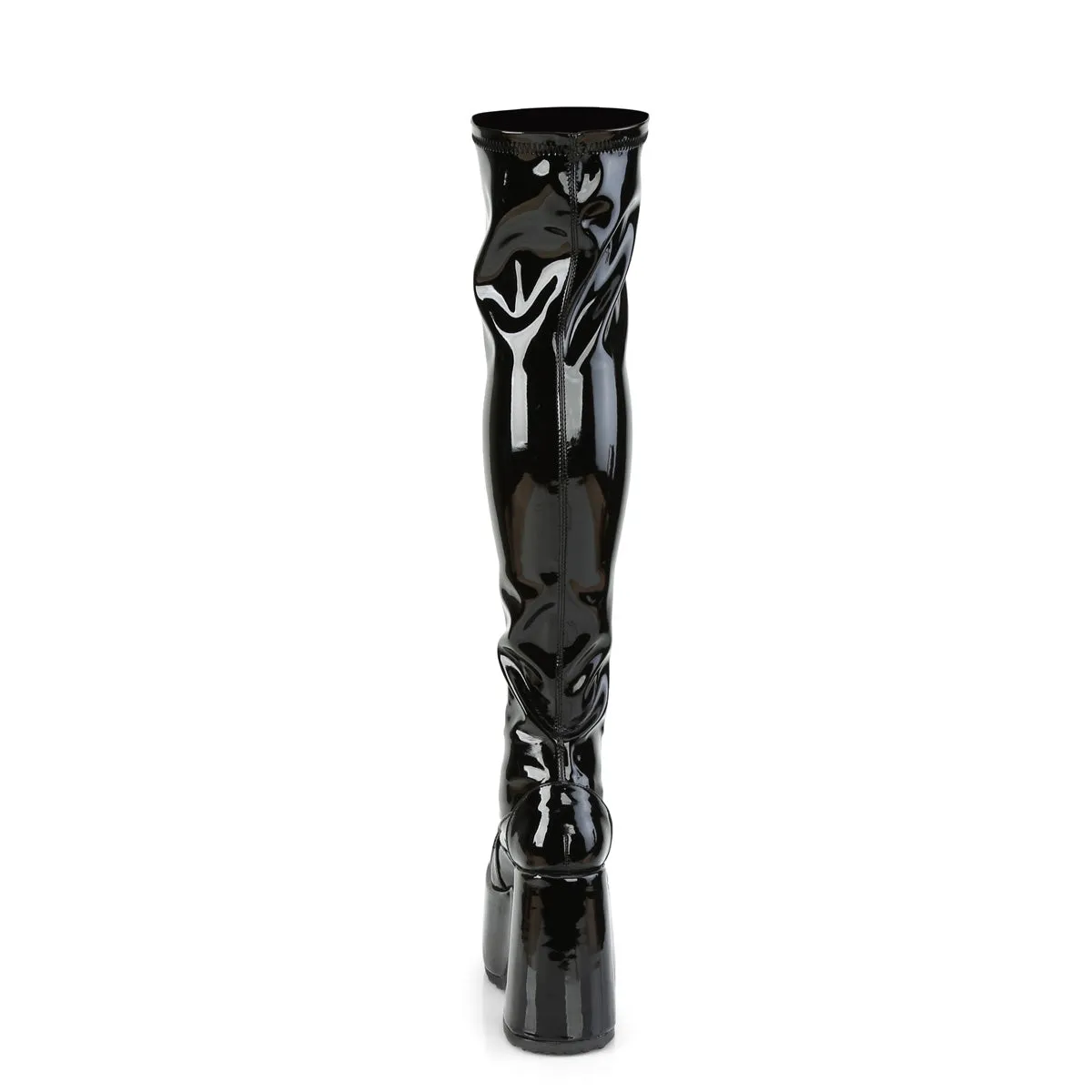 CAMEL-300 DemoniaCult Black Patent Sexy Women's Over-the-Knee Boots (Alternative Footwear)