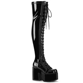 CAMEL-300 DemoniaCult Black Patent Sexy Women's Over-the-Knee Boots (Alternative Footwear)