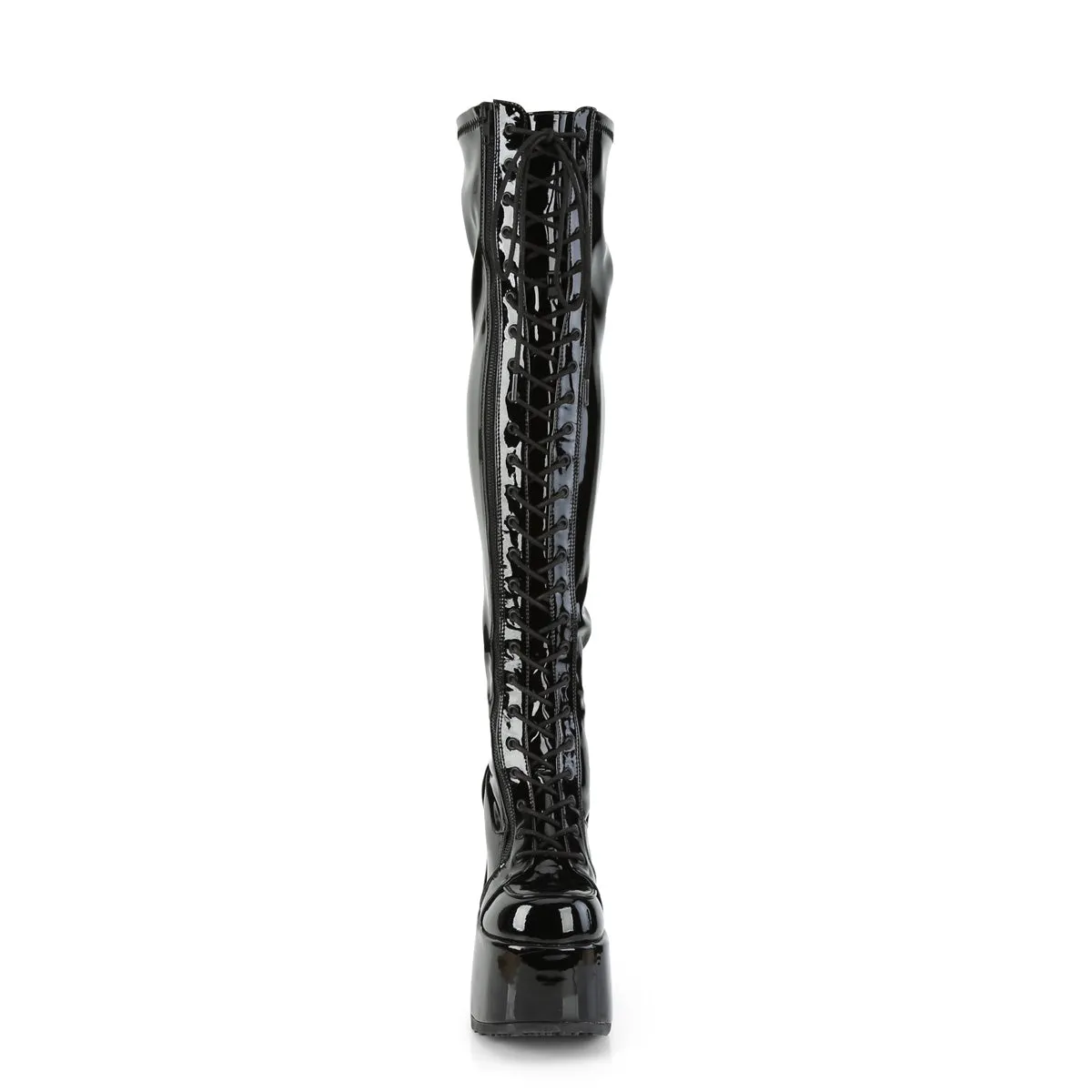 CAMEL-300 DemoniaCult Black Patent Sexy Women's Over-the-Knee Boots (Alternative Footwear)