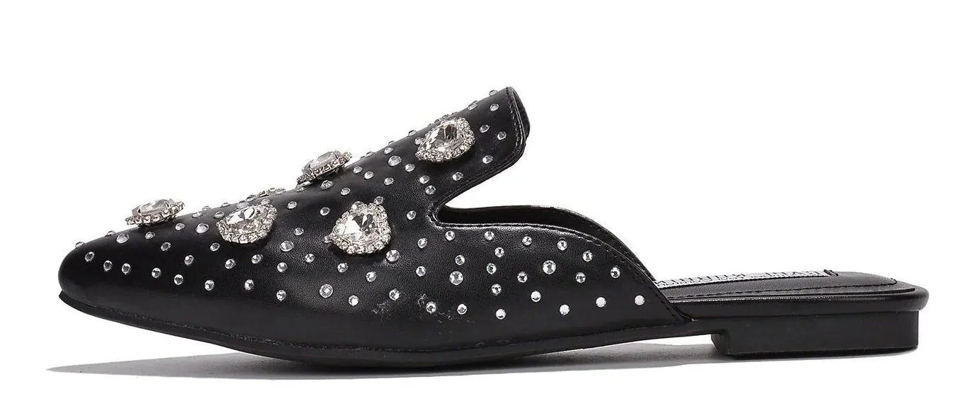 Cape Robbin Sandals Mule Sierra Rhinestone Stud Detail Pointed Toe Slip On Flats