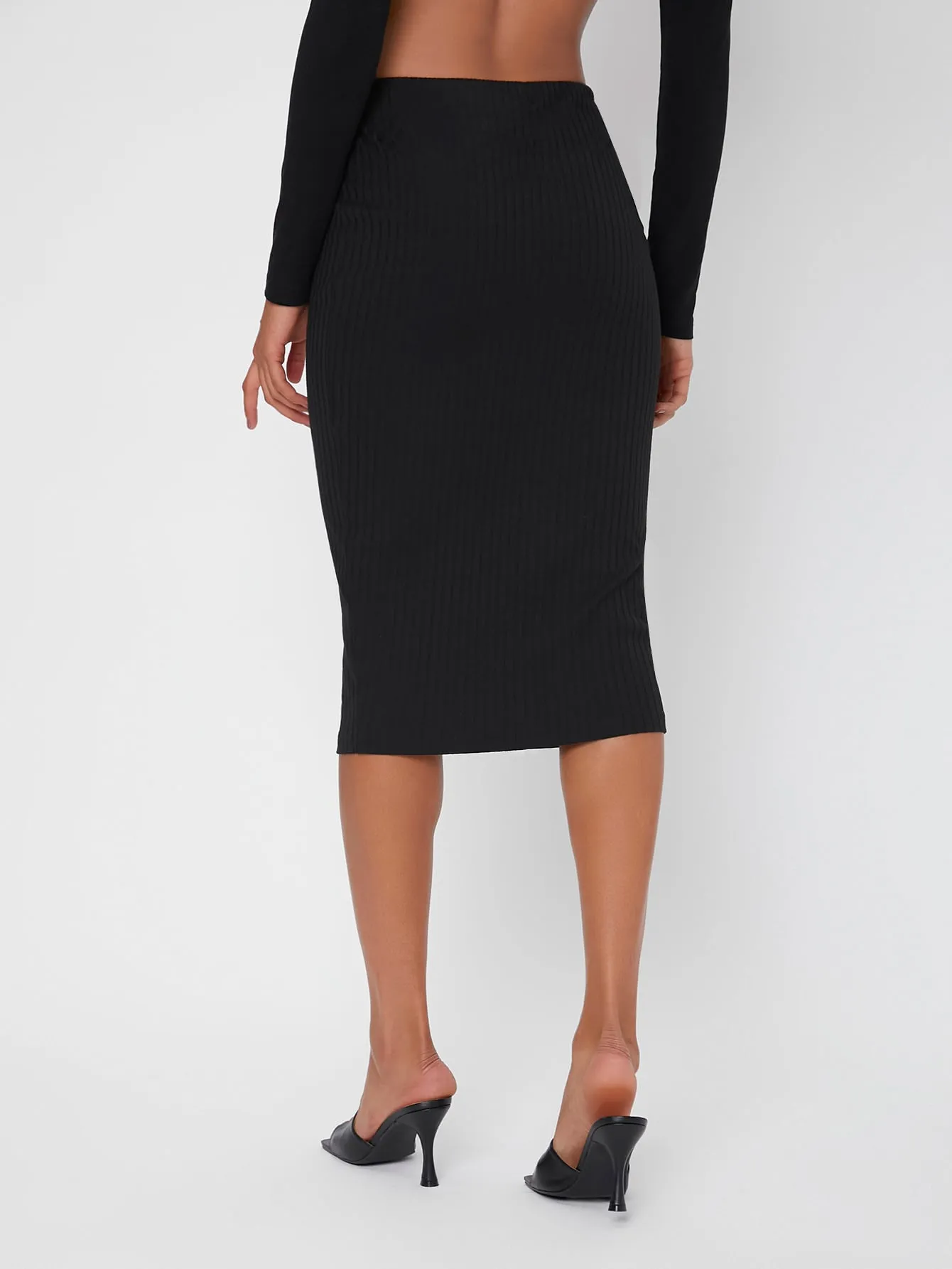 Casual Plain High Waist Midi Womens Skirts