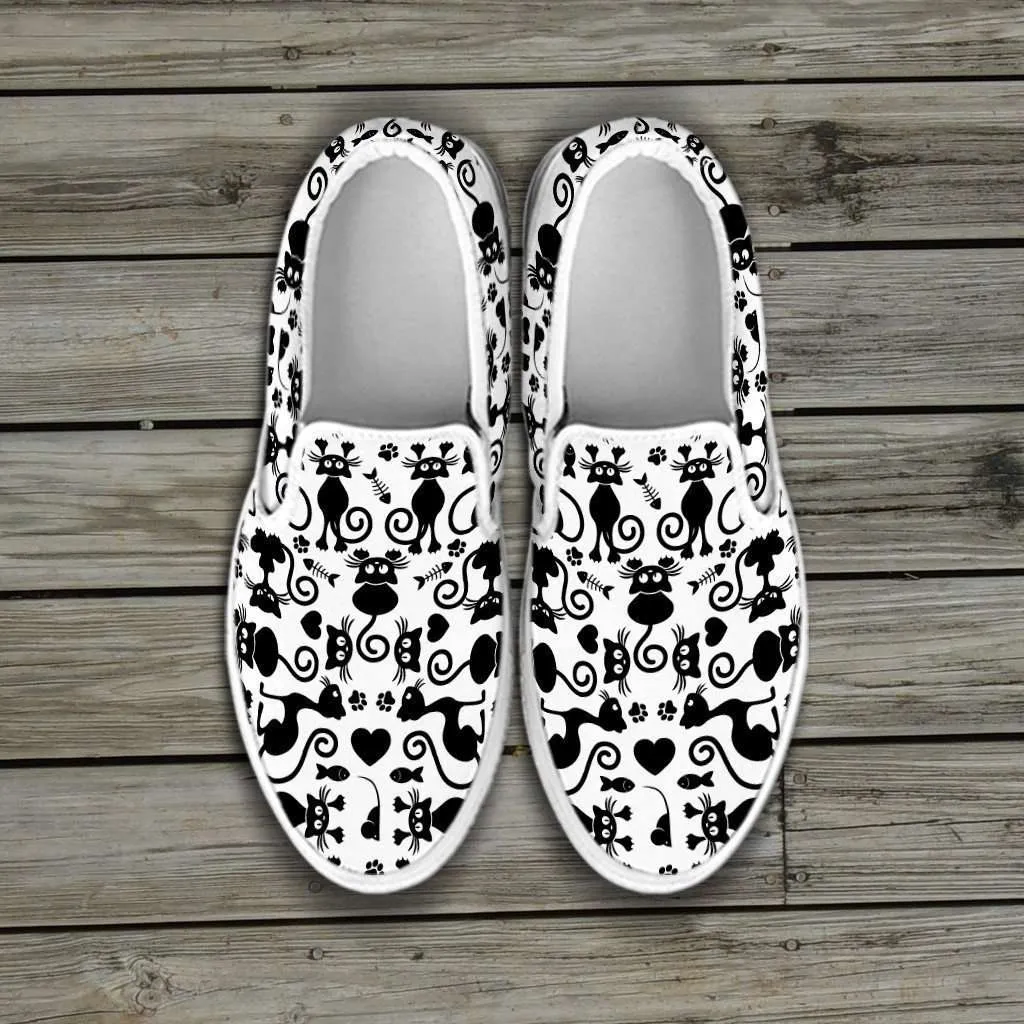 Cats White Slip-on Shoes